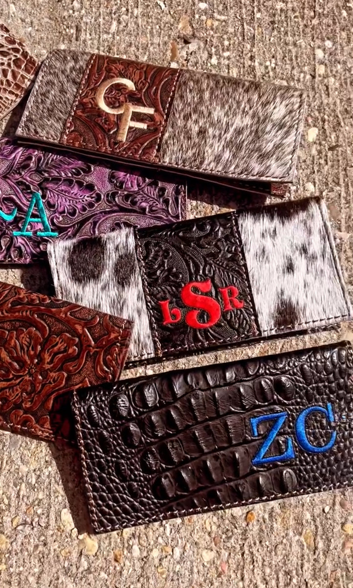 Custom Checkbook Cover – Bar Circle L Leather Bags