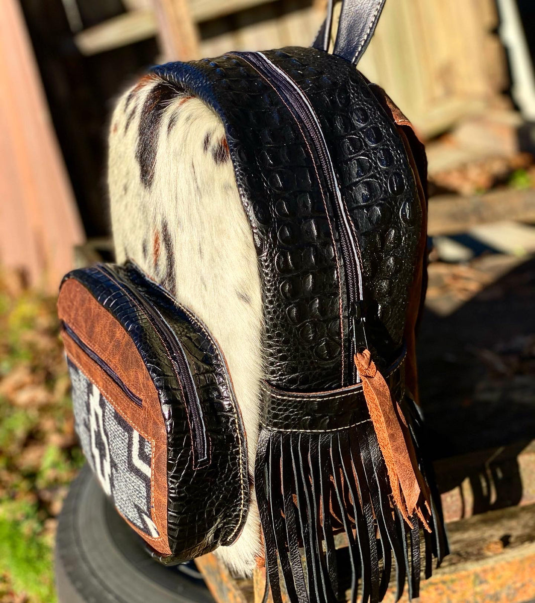 Fringe on Side Pockets (Backpack Add On) – Bar Circle L Leather Bags