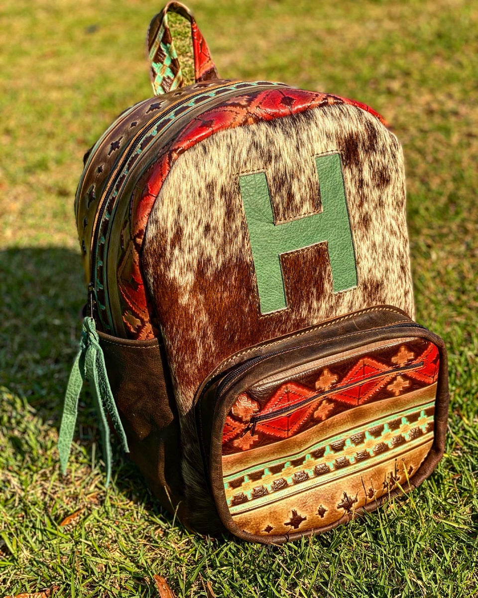 Custom Backpack – Bar Circle L Leather Bags