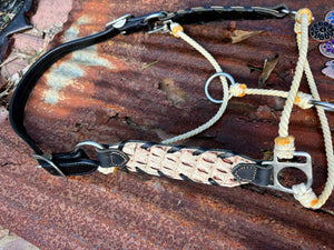 Ivory & Black Leather Hybrid Halter