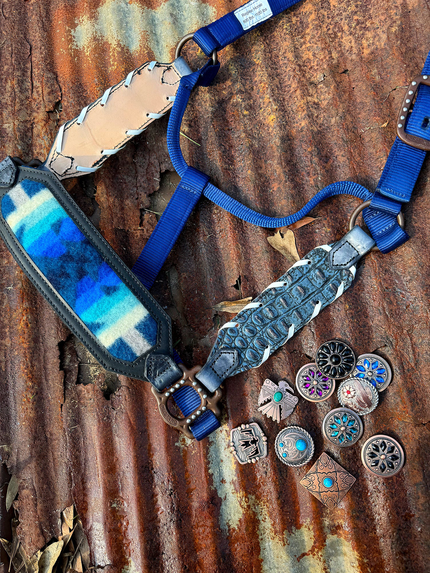 Blue wool inlay Halter