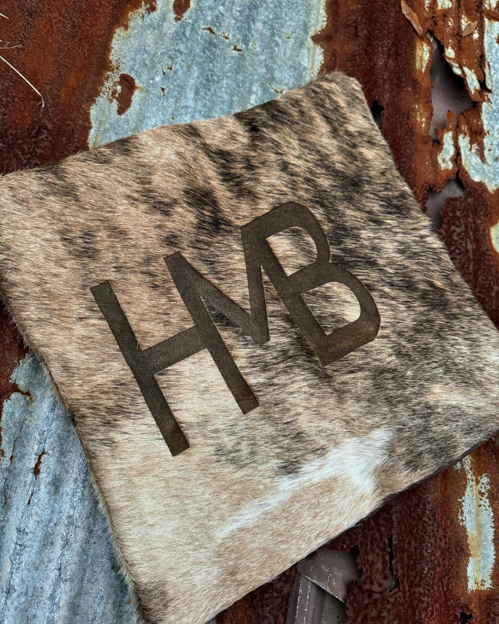 Cowhide Pillow with Initials