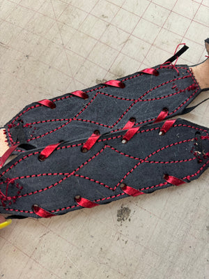 “Finish your own way” Halter (Black Roughout with Red Stitching)
