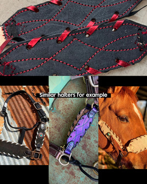 “Finish your own way” Halter (Black Roughout with Red Stitching)
