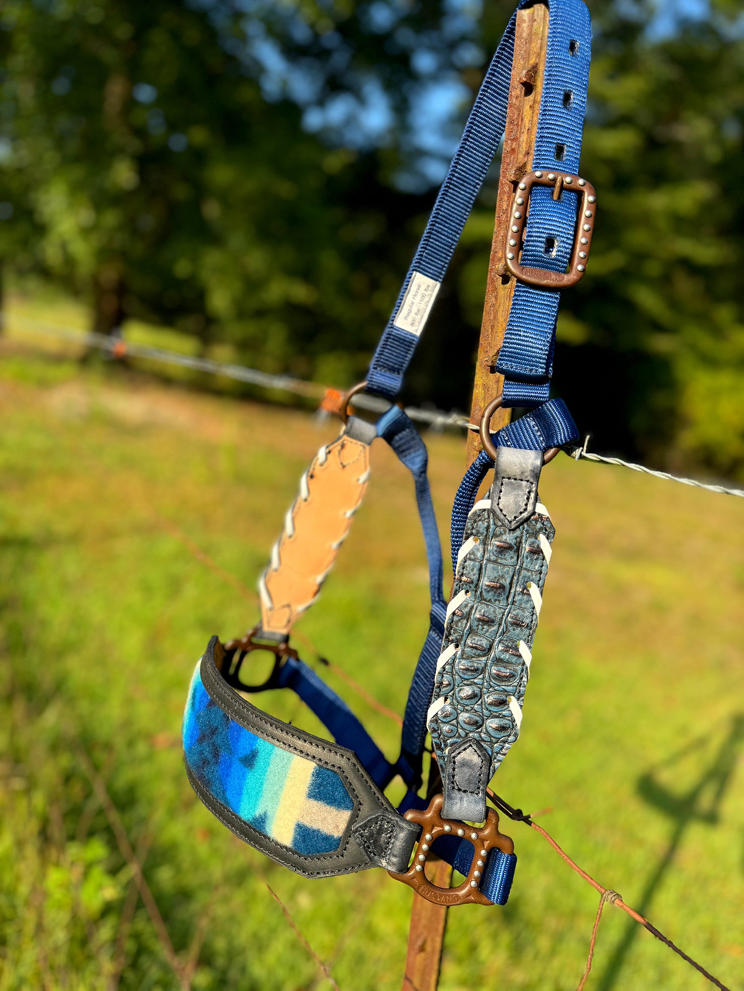 Blue wool inlay Halter