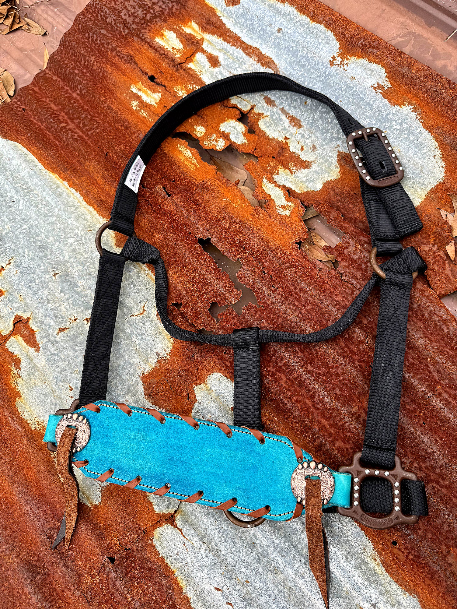 Turquoise Roughout Buckle Halter