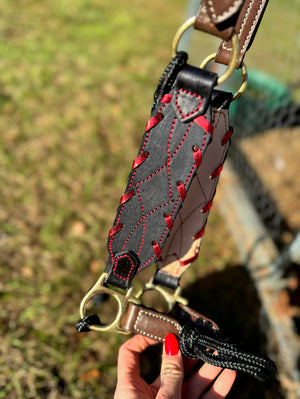 Black & Red Leather Hybrid Halter