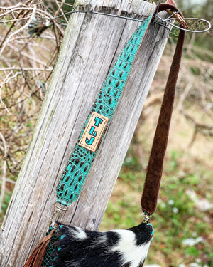 Turquoise and Copper Gator with Initials